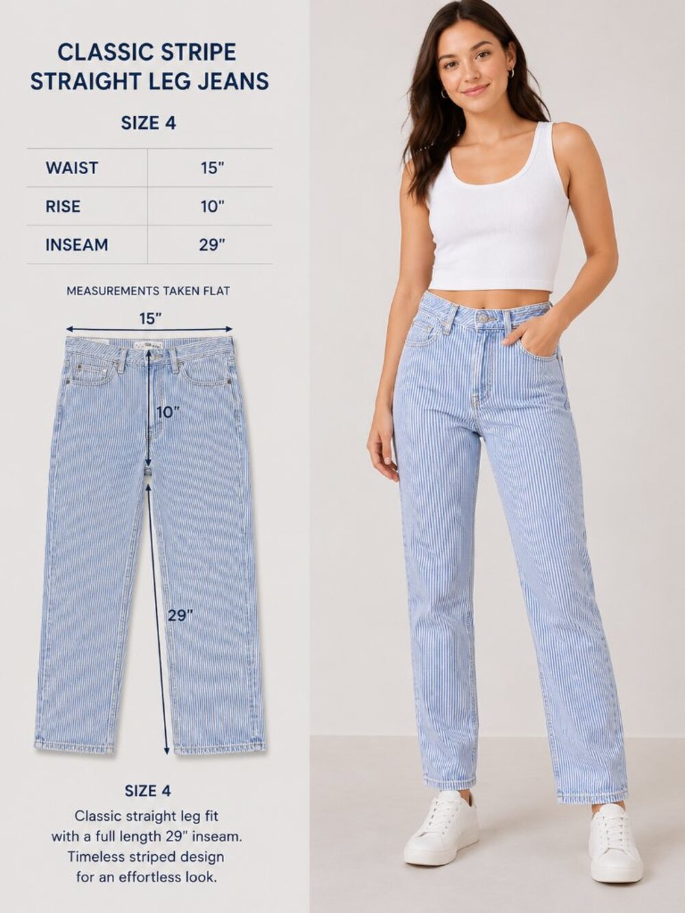 NWT Seven7 Striped 90's Straight Jean -Blue/White